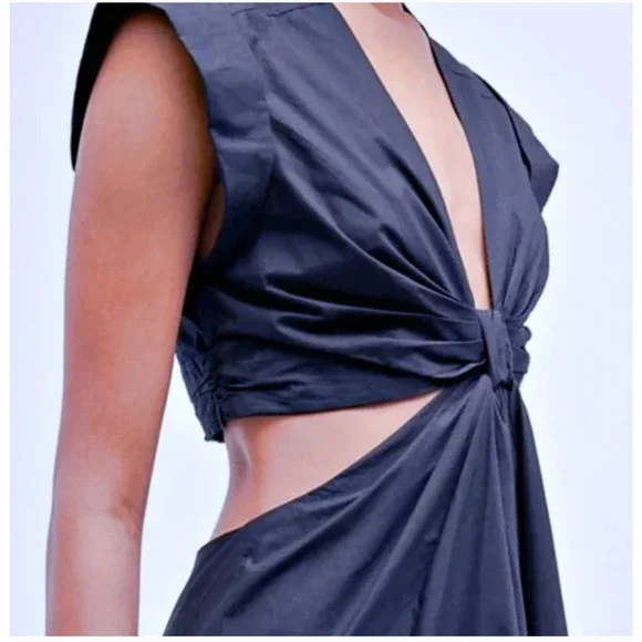 A.L.C. Alexandria Cotton Knotted-Front Cut-Out Waist Midi Dress Navy sz 8  $495 is available for purchase on au PAY Market - Imported Goods Online  Store Co.Ltd. | au PAY Market - Online